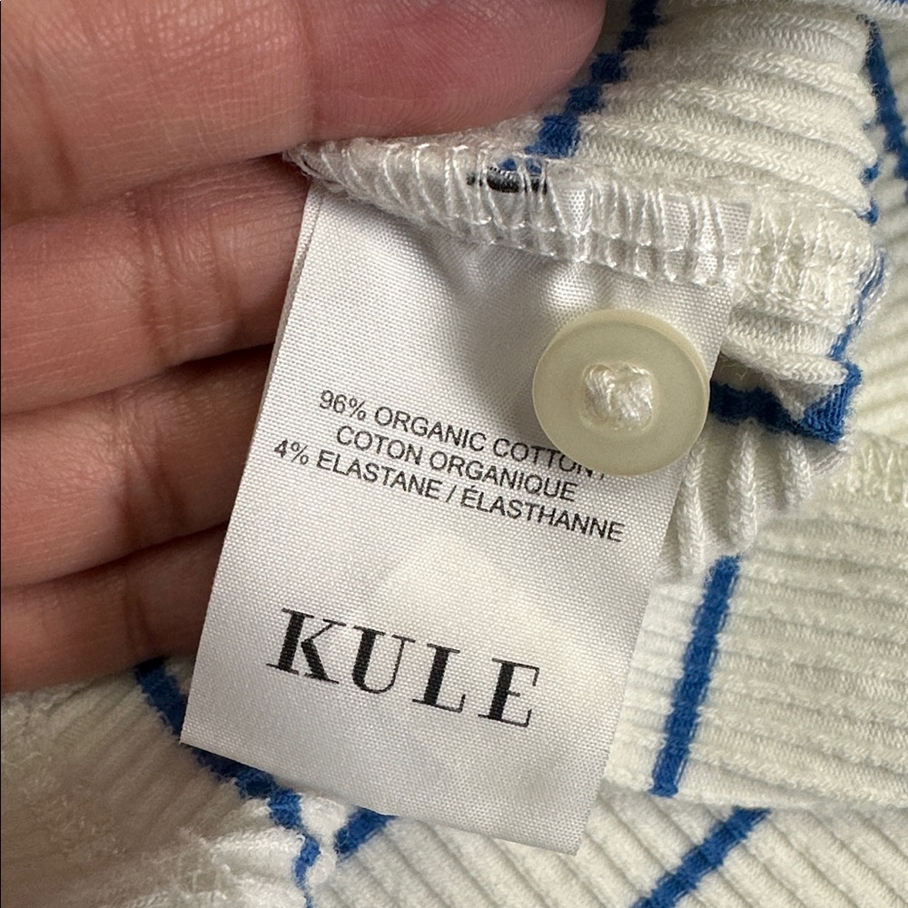 Kule Berri Dress Cream Blue Ribbed Striped Mini Womens XS Stretchy - Picture 9 of 10